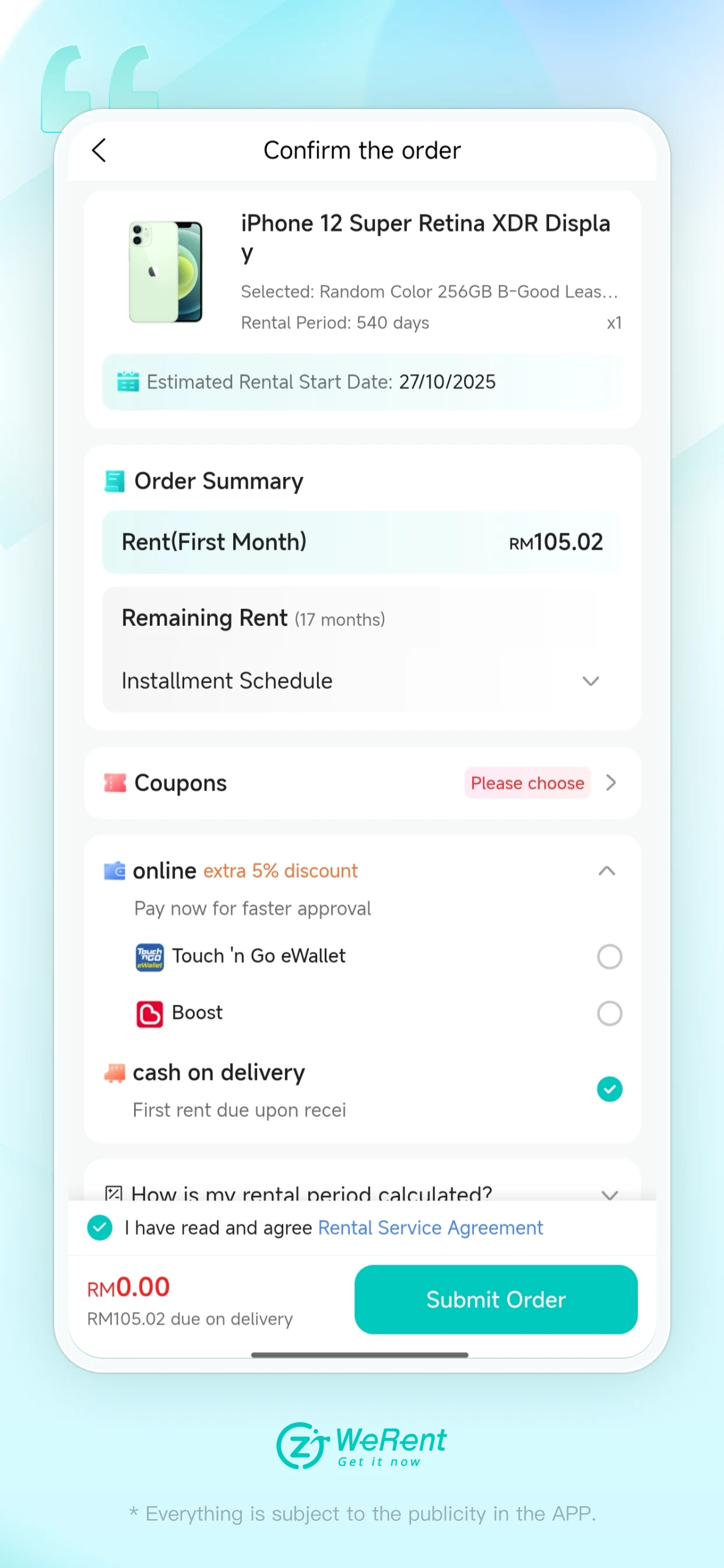 WeRent Pro–Easy iPhone 17 Rent screenshot