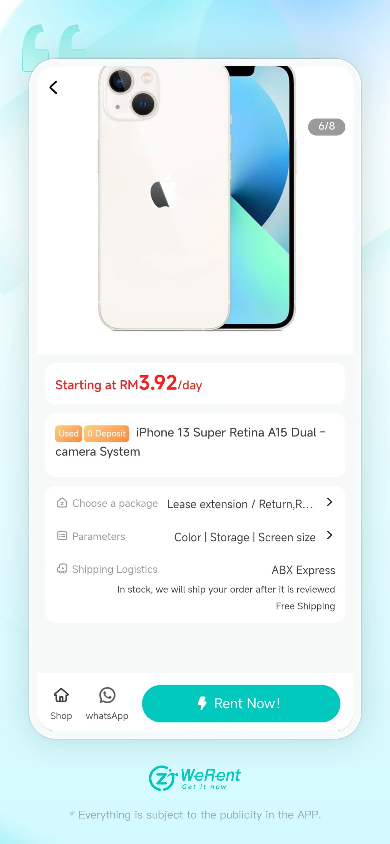 WeRent Pro–Easy iPhone 17 Rent screenshot