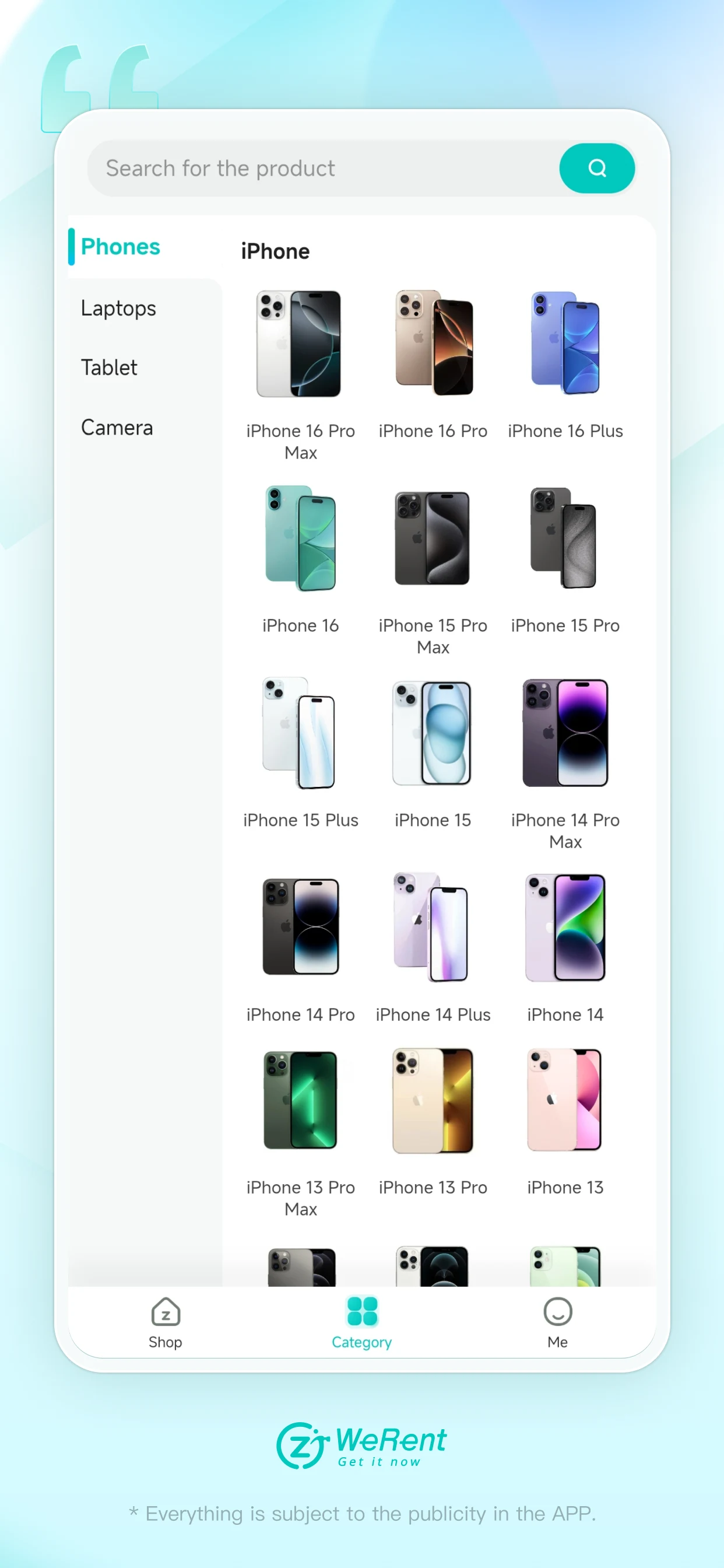 WeRent Pro–Easy iPhone 17 Rent screenshot
